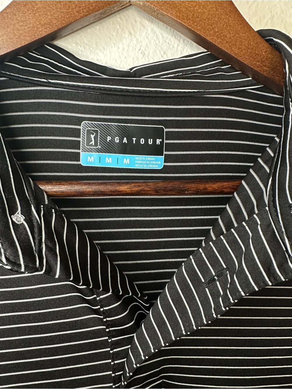 PGA Tour Black & White Thin-Striped Short-Sleeve Polo - Picture 2 of 5